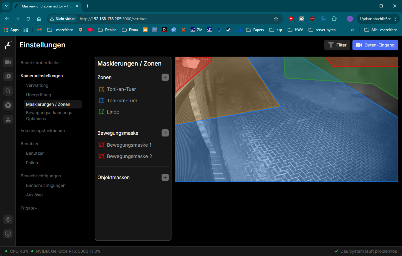 Frigate Zonenkonfiguration